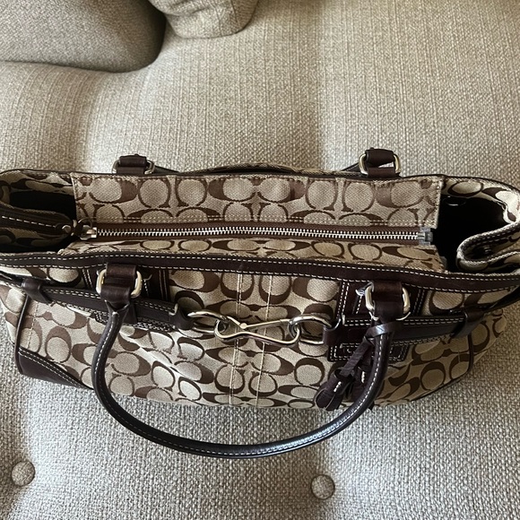 Coach Signature Hampton Canvas Jacquard Satchel Shoulder Bag Handbag Tote $500 - Picture 10 of 16